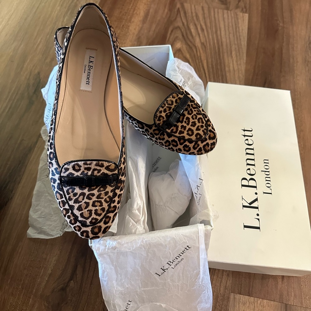 LK Bean Leopard hair on leather loafers size 39